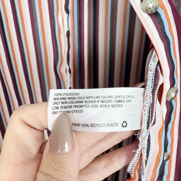 WILD FABLE | Vertical Stripe Semi Sheer Long Sleeve Button Top Women’s Size XXL - Picture 9 of 11